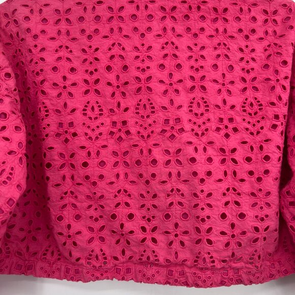 Just Bellina Pink Eyelet Embroidered Cropped Jacket Women’s Medium NWOT - Picture 7 of 11